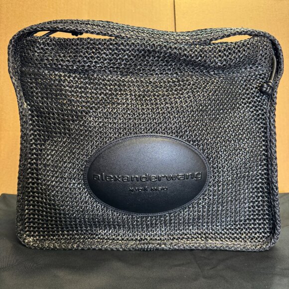 Alexander Wang Large Ryan Raffia Effect Shoulder Bag - Black - Picture 6 of 9